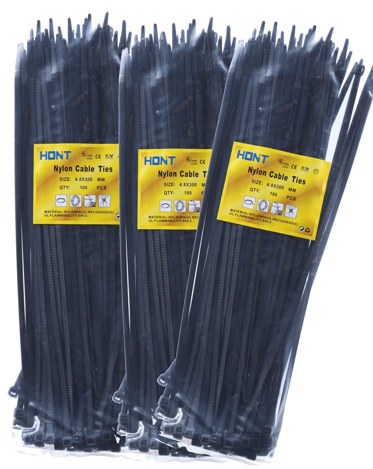 3 Packs Of Cable Ties Each 100pcs, Size: 4.8mm x 380mm, Black.