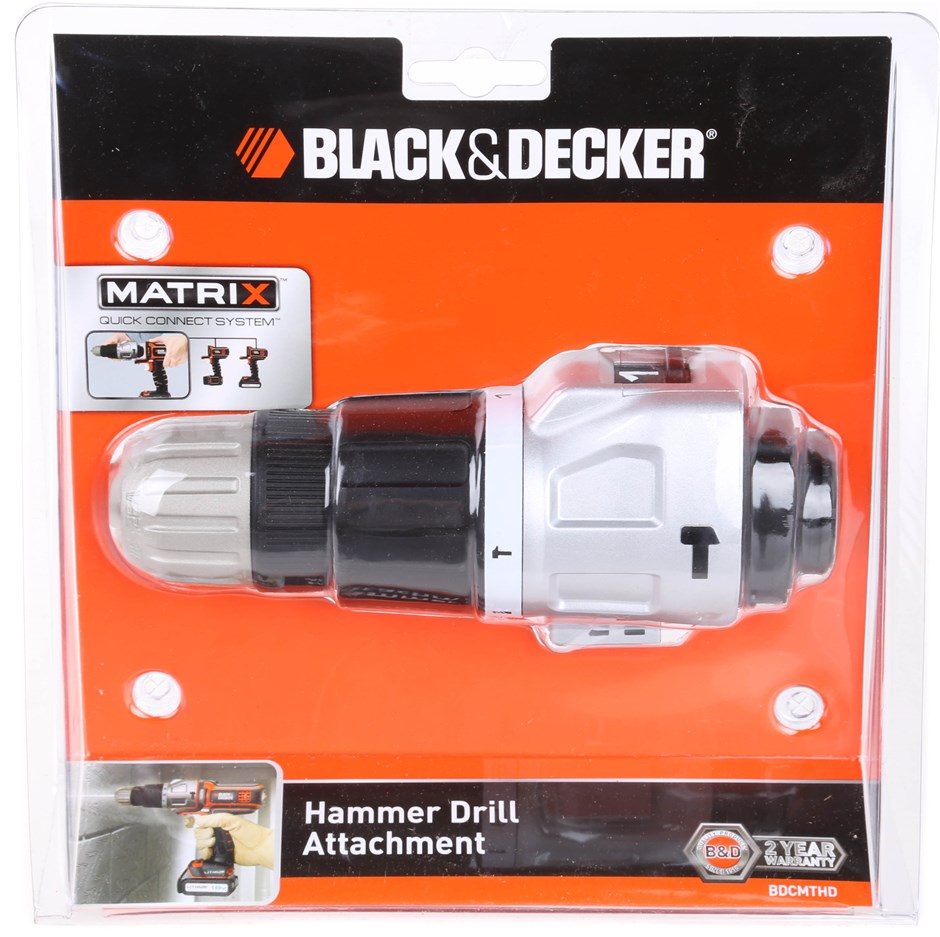 BLACK & DECKER Matrix Hammer Drill Attachment, Keyless 10mm Chuck, 18V