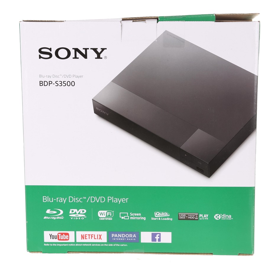 SONY Bluray Disc/DVD Player, Model No. BDPS3500. Buyers Note