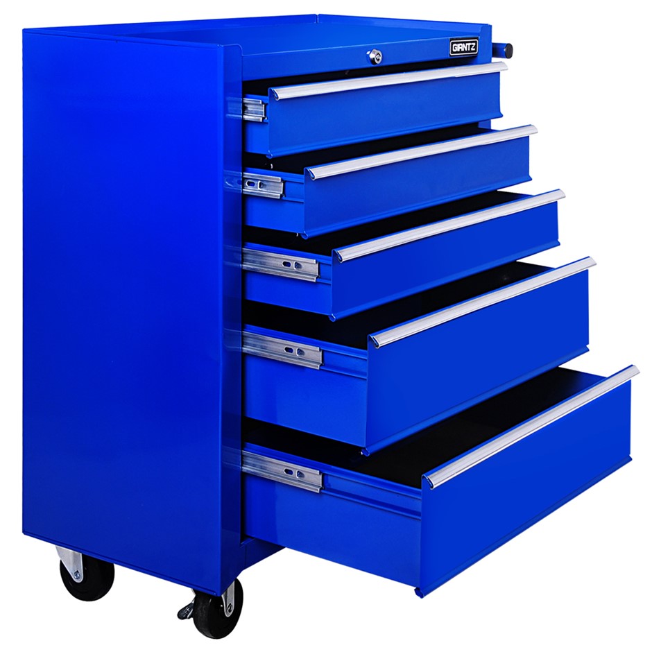 Giantz 5 Drawer Mechanic Tool Box Storage Trolley - Blue