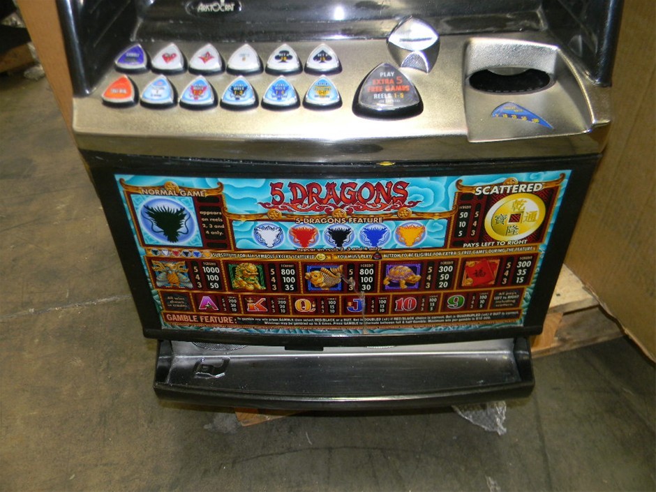 Poker Machine, Aristocrat, Model XCITE MK6, `5 Dragons` game, Casino