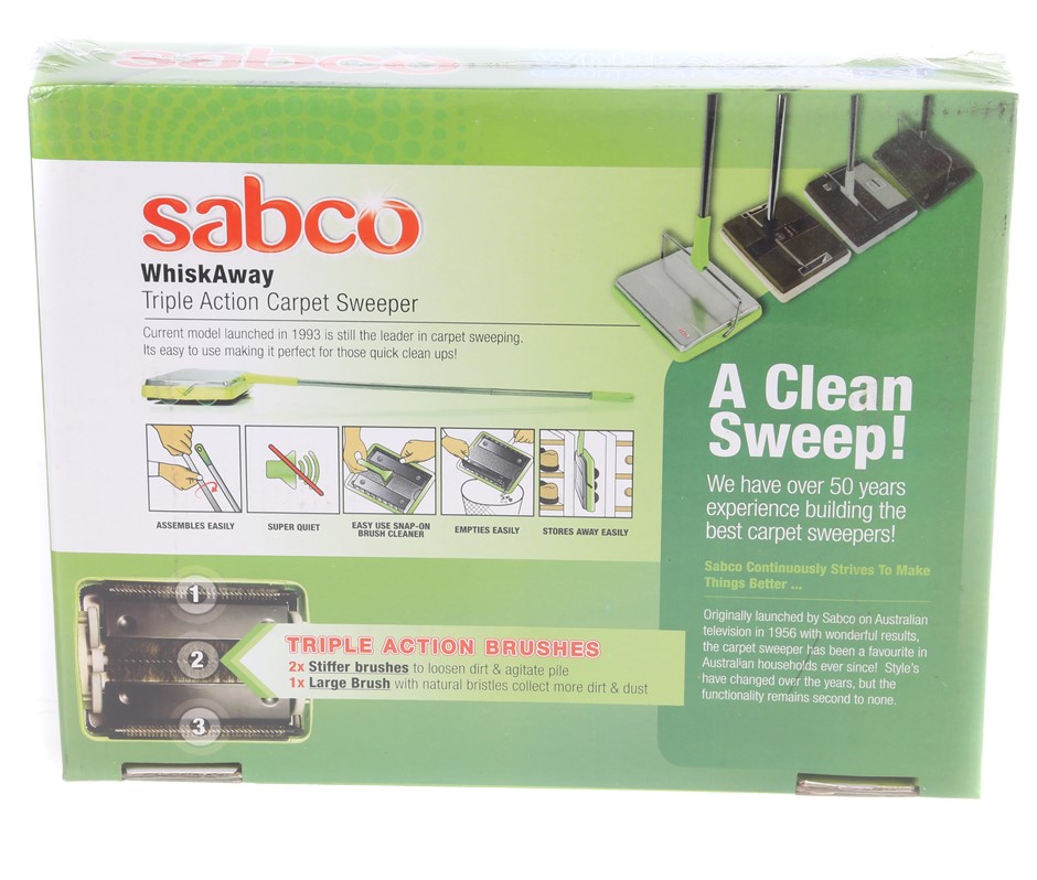 SABCO Whisk Away Carpet Sweeper. Buyers Note Discount Freight Rates