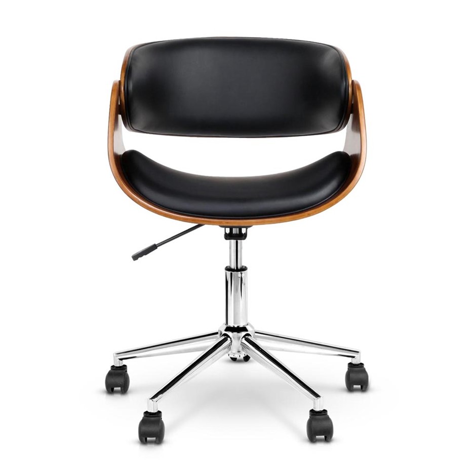 Buy Wooden & PU Leather Office Desk Chair Black Grays Australia