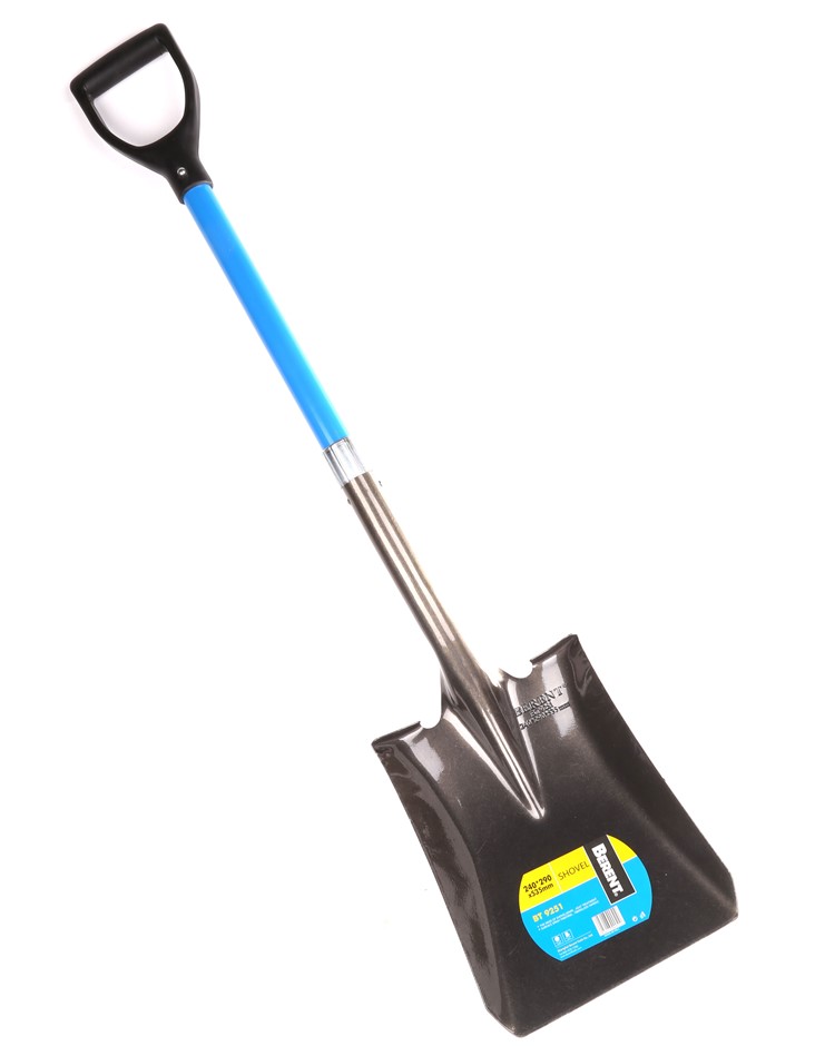BERENT Square Nose Shovel, 240 x 290 x 1040mm Fibreglass Handle & Grip
