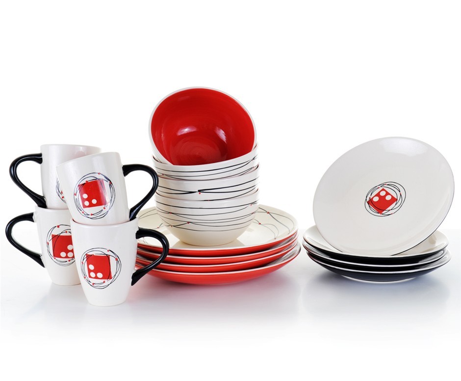 16 Piece Stoneage Domino Round Dinner Se