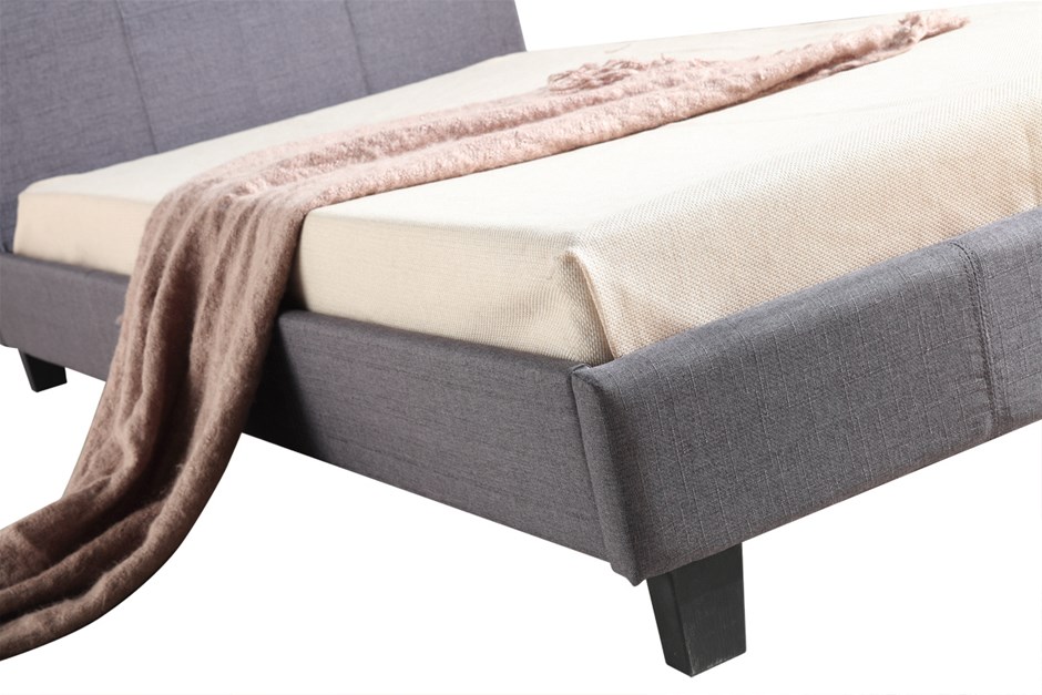 Buy King Single Linen Fabric Bed Frame Grey Grays Australia