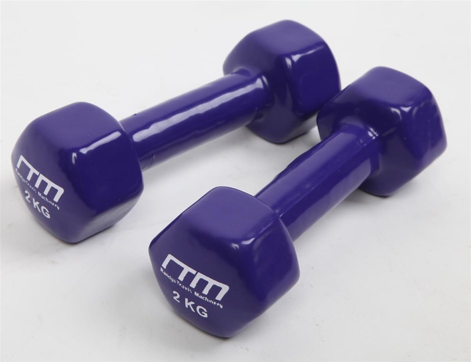 2kg Dumbbells Pair PVC Hand Weights Rubb