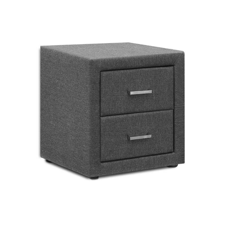 Artiss Fabric Bedside Table - Grey