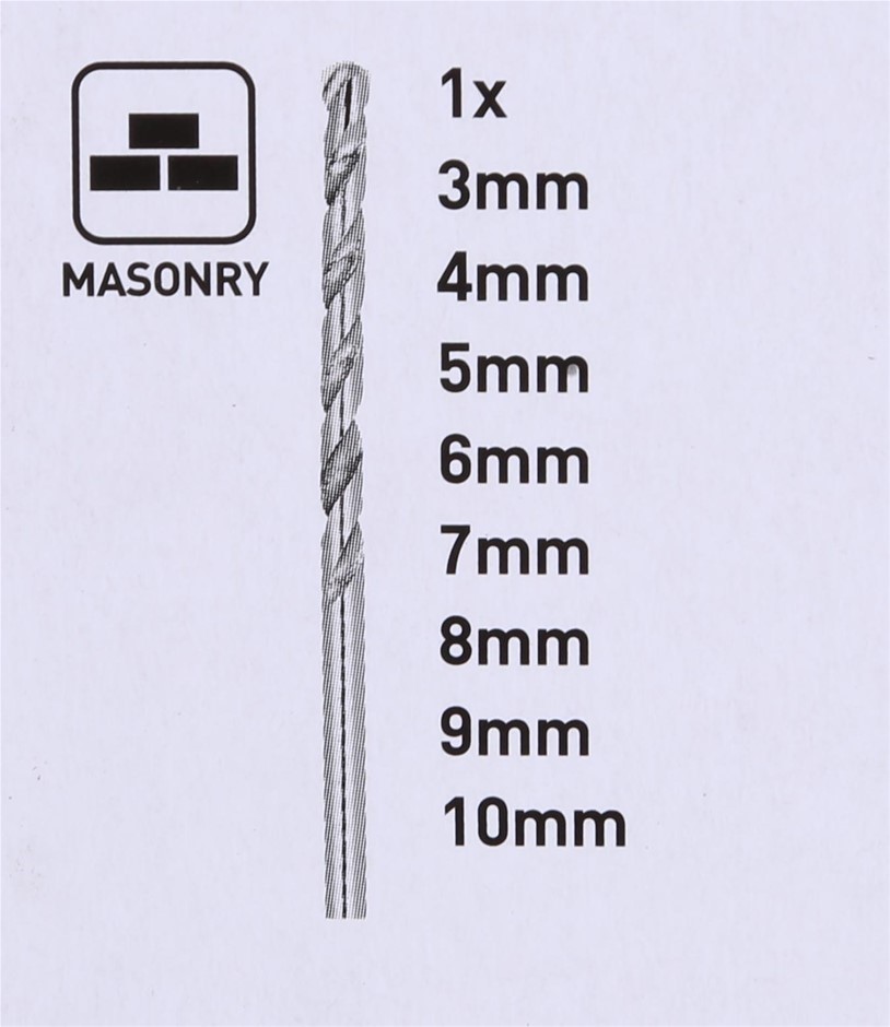 Buy 2 x BLACK & DECKER 8pc Masonry Drill Bit Sets 3mm to 10mm Grays