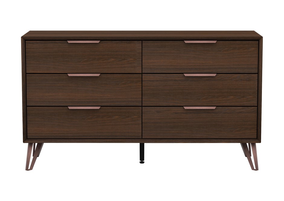 Zelda Modern Chest of 6 Drawers - Walnut