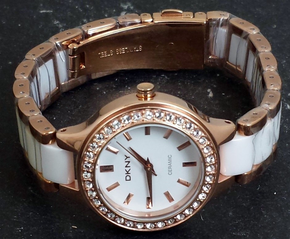 Ladies new Donna Karan Couture New York - DKNY diamante ceramic watch ...