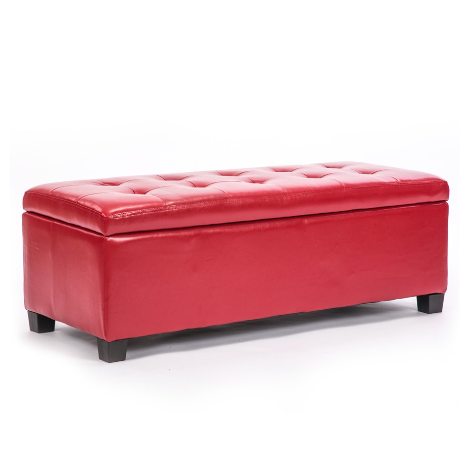 Storage Ottoman Leather - RED
