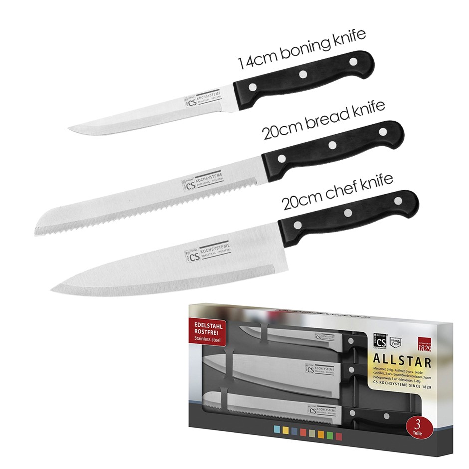 Star Set of 3 Kitchen Knife Set Block Se