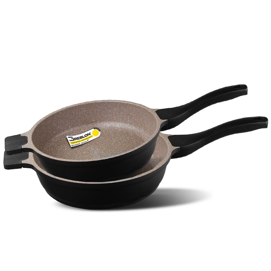 K2 2pc Ceramic Stone Deep Frying Pan Coo
