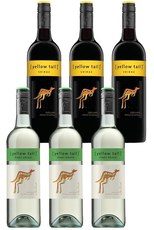 Yellowtail Pinot Grigio & Shriaz Mixed Pack (6 x 750mL),SE AUS.