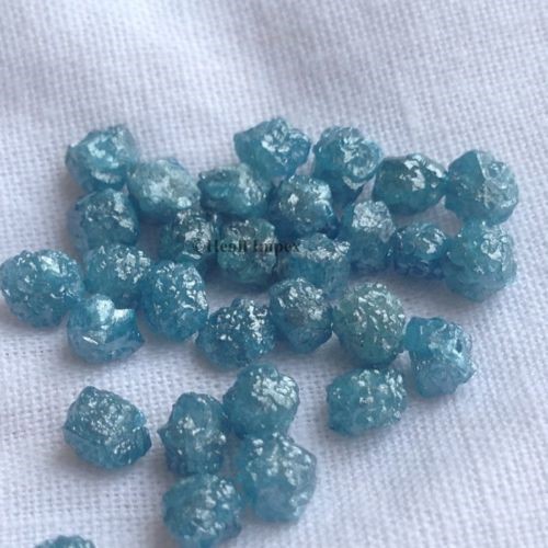 3.10ct (34 pcs) Rough Uncut Natural Blue Diamonds