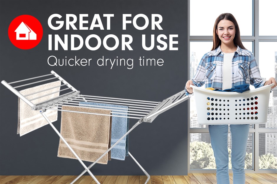 Buy Heated Towel Clothes Rack Dryer Warmer Bathroom Airer Warmer 230W |  Grays Australia