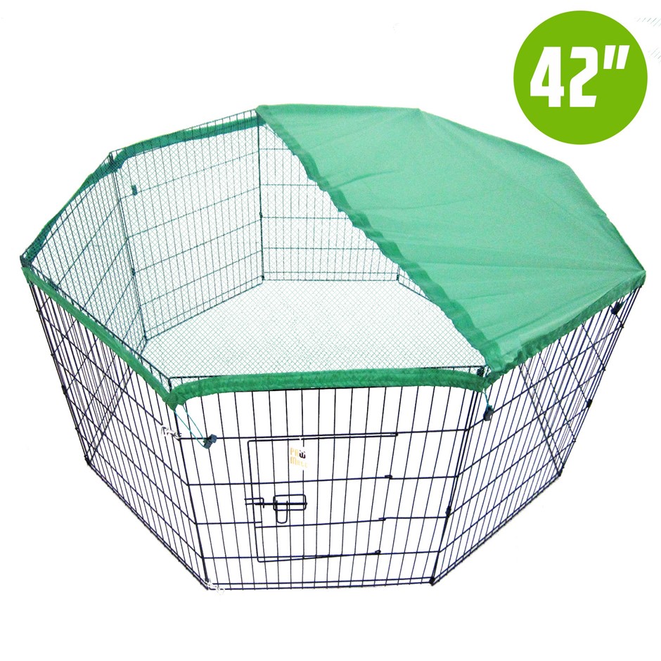 Buy 8 Panel Foldable Pet Playpen 42" w/ Cover GREEN Grays Australia