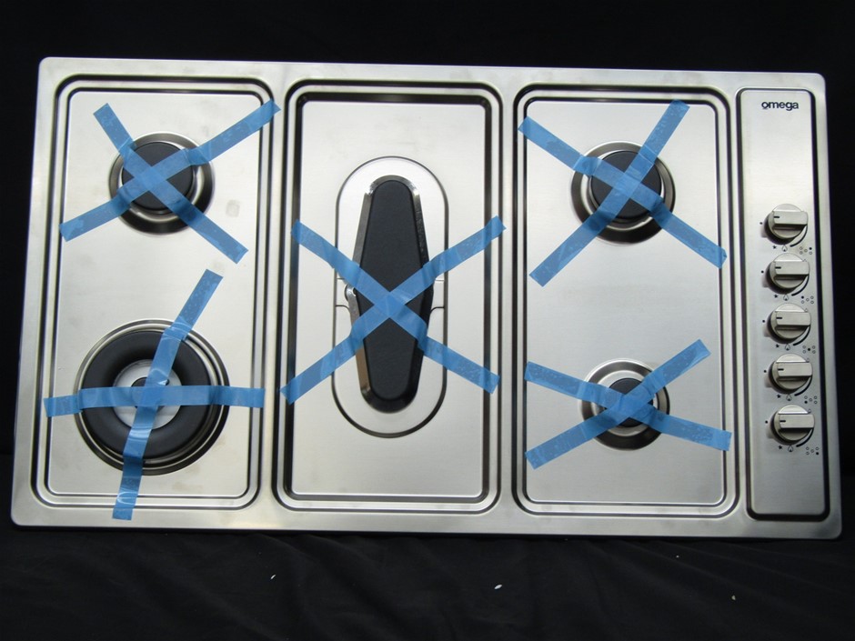 Omega 90cm Stainless Steel 5 Burner Natural Gas Cooktop (OG90XA