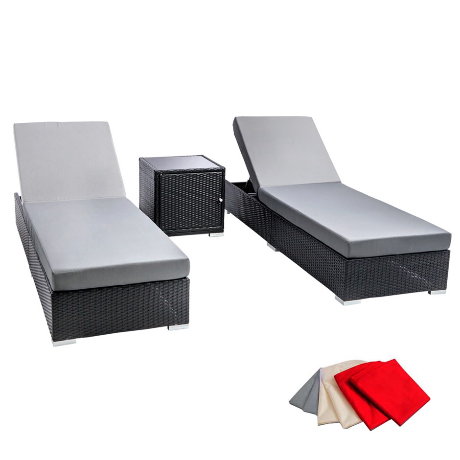 Gardeon Sun Lounge Outdoor Setting Patio Furniture Set Wicker Recliner