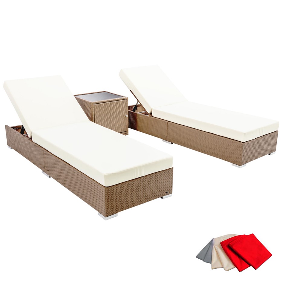 Gardeon 3 Piece Outdoor Wicker Lounge Set - Brown