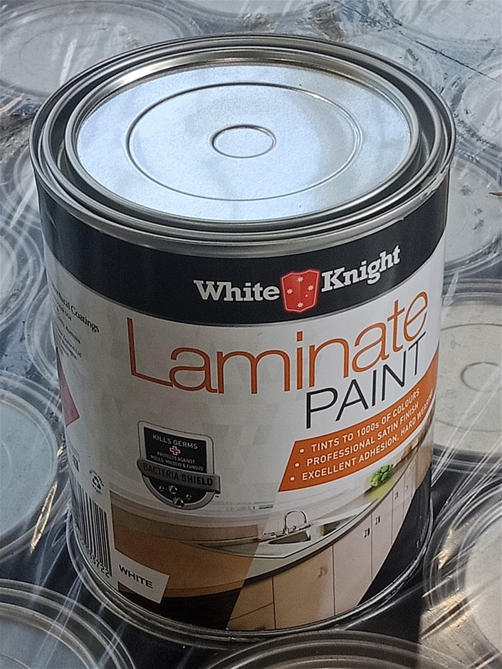 10 x White Knight Laminate Paint White 1 Litre Satin Finish Paint