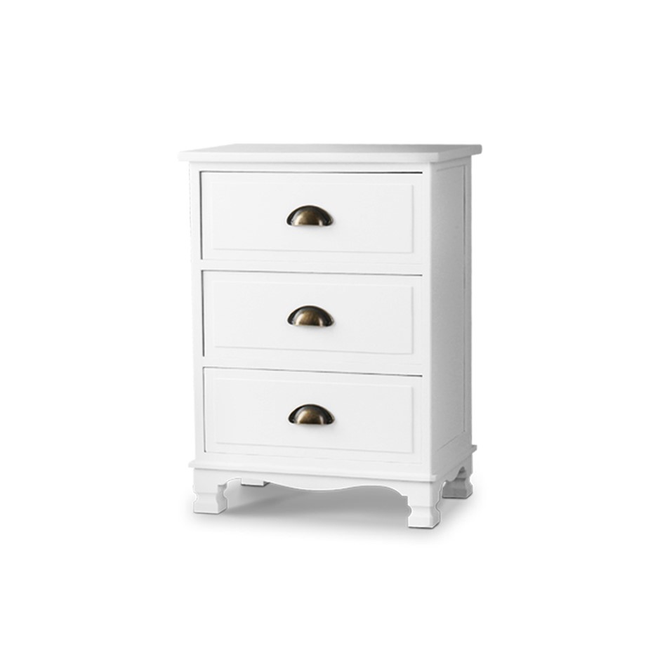 Vintage Bedside Table Drawers Side Table Storage Cabinet Nightstand White