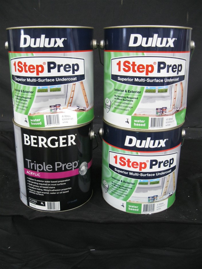 Qty 4 x Dulux Berger 4L Undercoat Paint Auction (00063139447