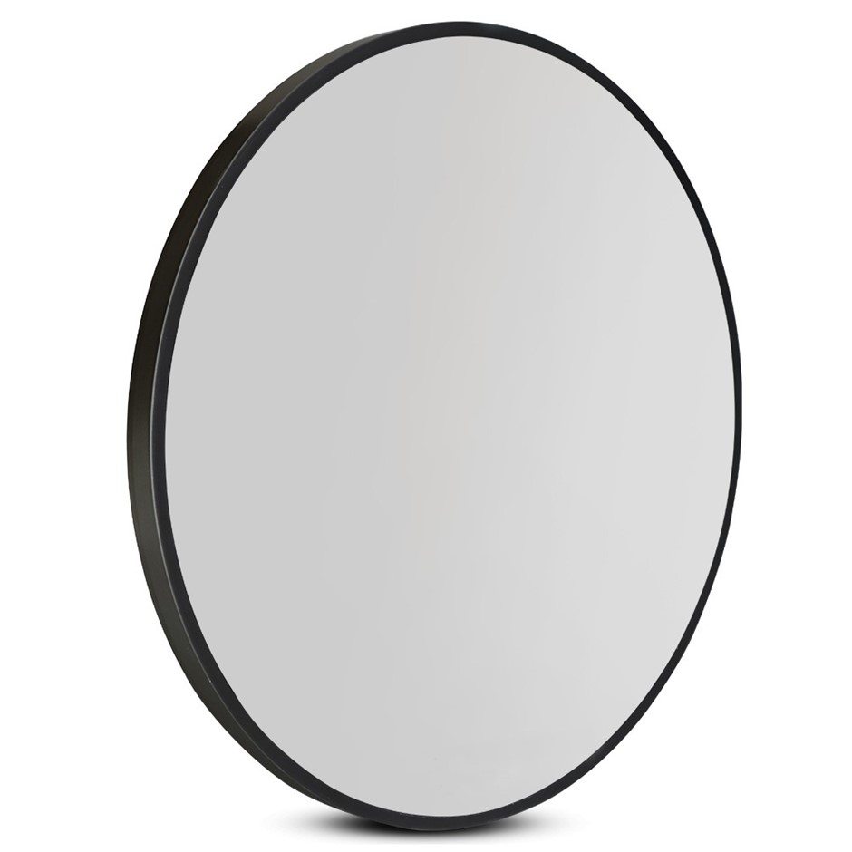 Wall Mirror 70cm Round Makeup Mirror Frameless Bathroom Vanity Decor Black