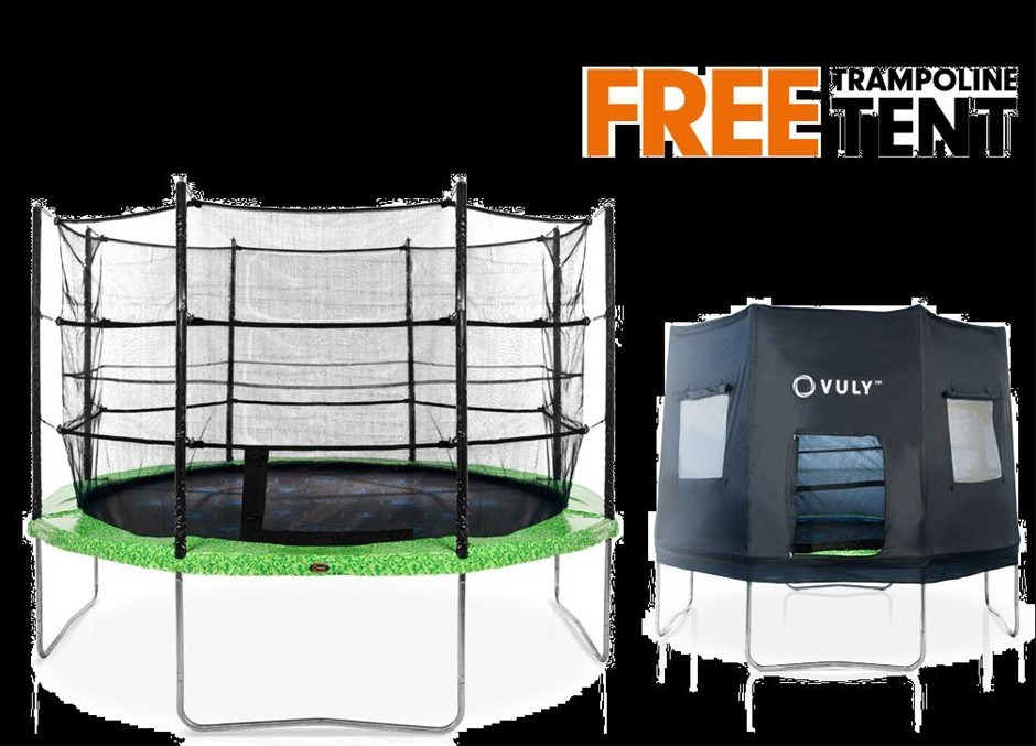 Vuly 10ft Trampoline Bundle Includes Trampoline Net Tent