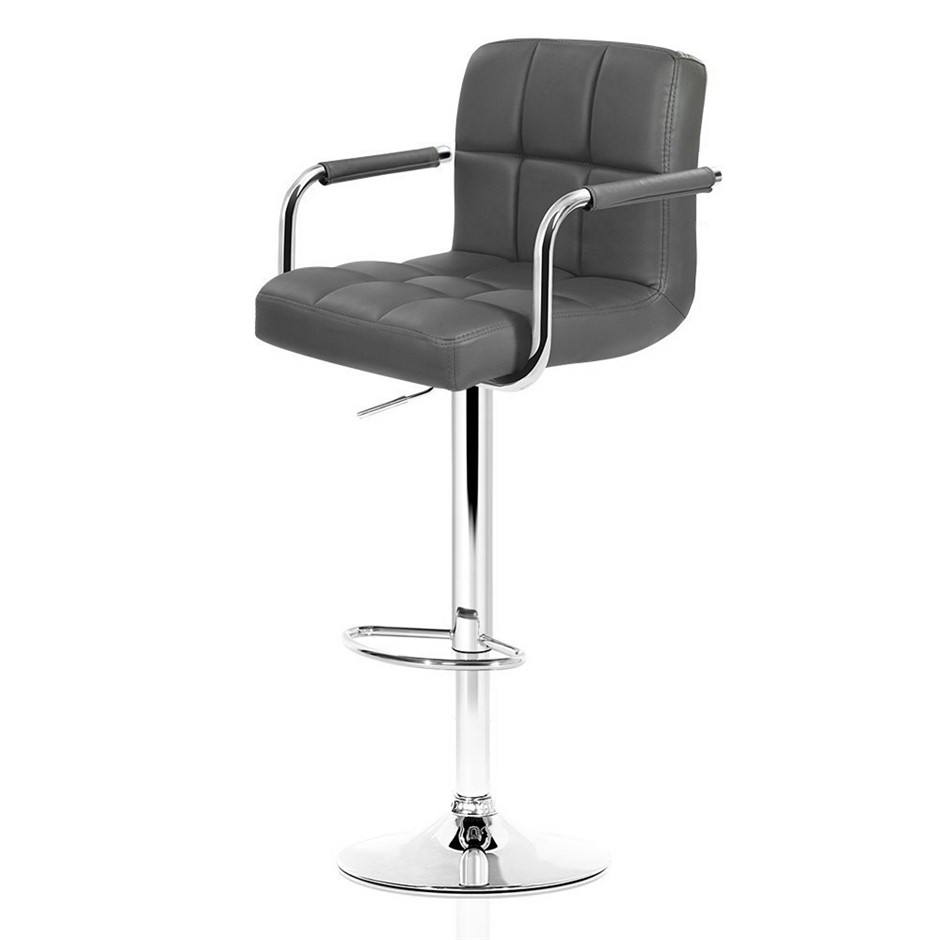 Buy 2xArtiss NOA Bar Stools Swivel Bar Stool Leather Gas Lift Chairs Grey Grays Australia