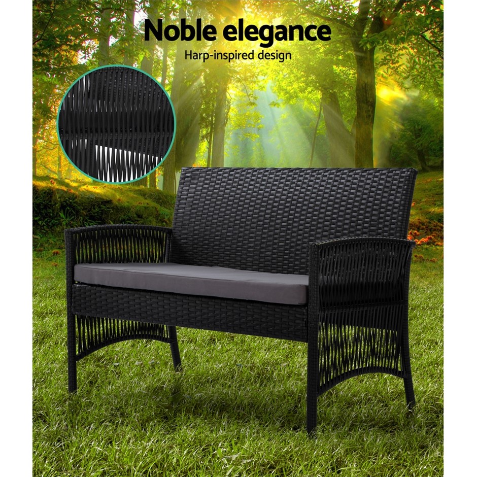 Buy Gardeon Outdoor Furniture Rattan Set Garden Wicker Patio Cushion