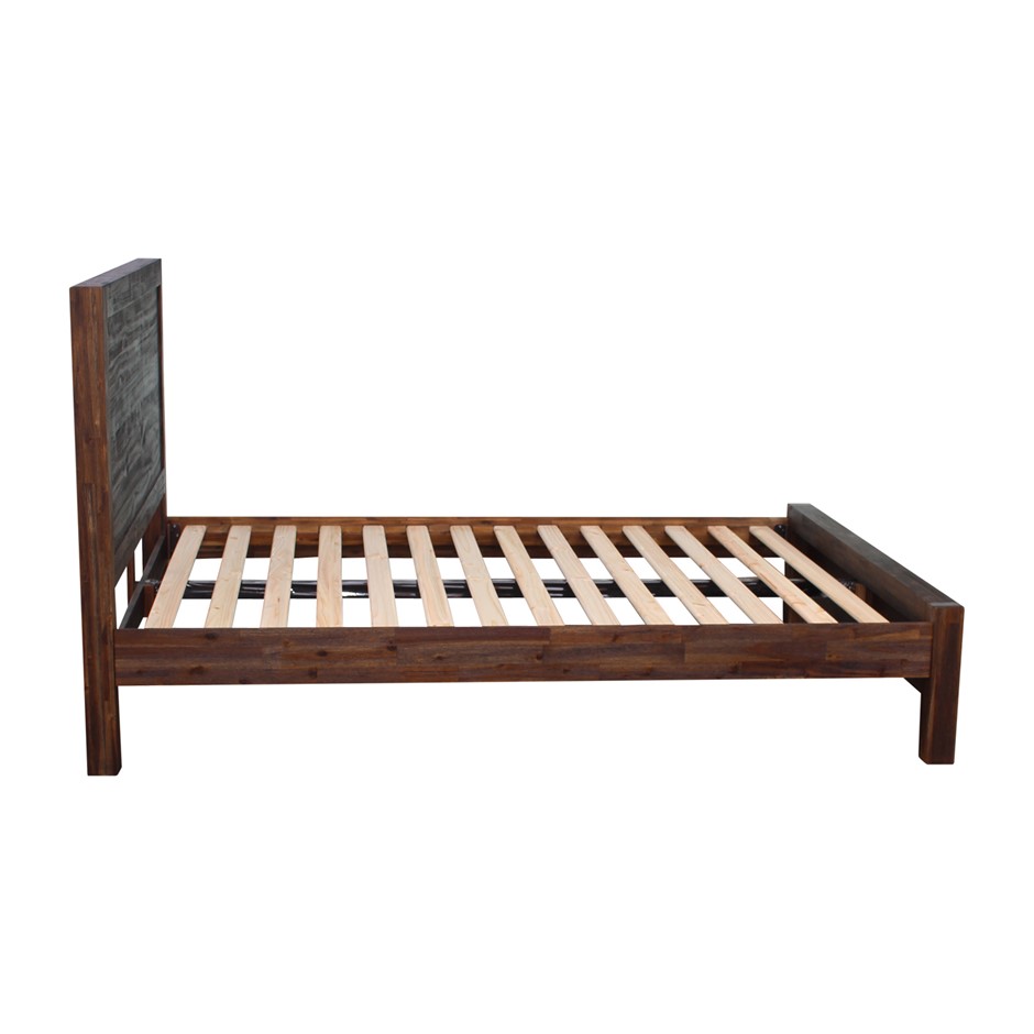 Buy Bed Frame Queen in Wood Veneered Acacia Bedroom Timber Slat in