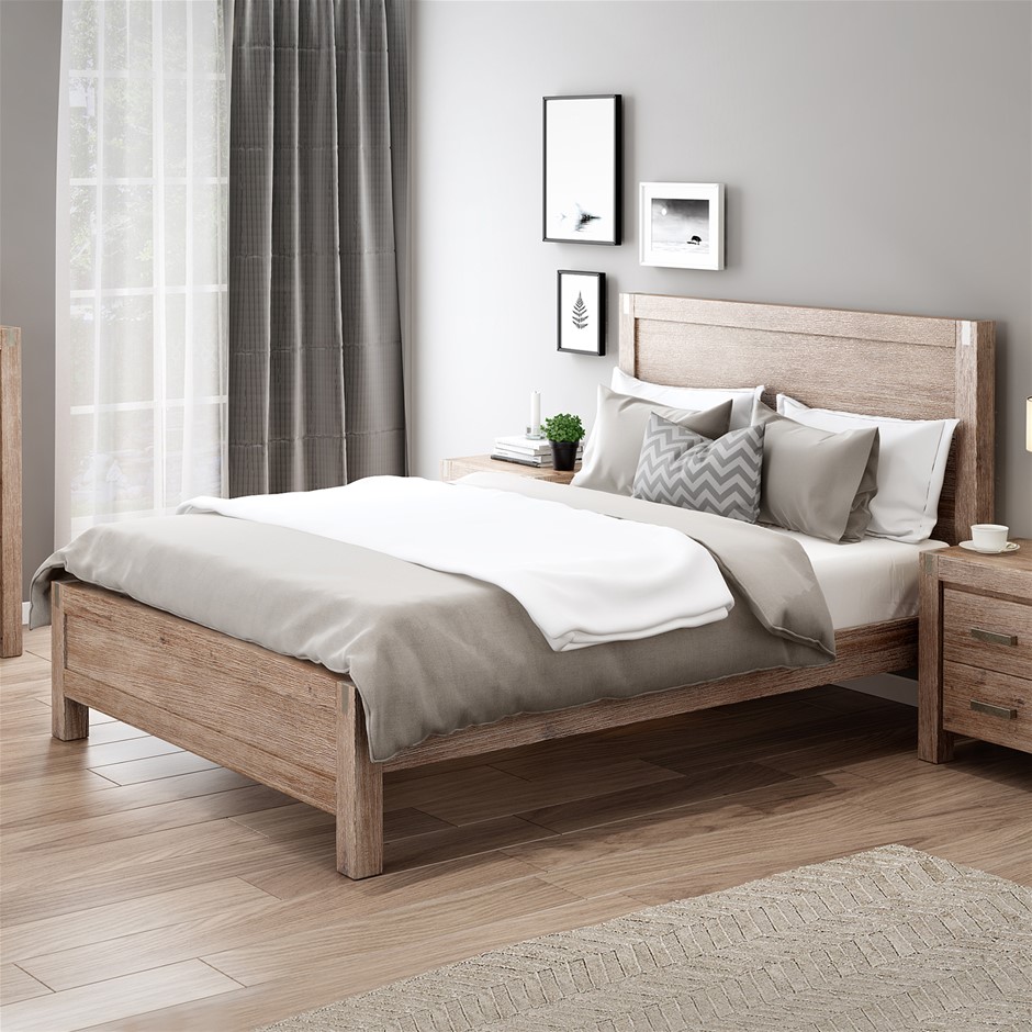 Bed Frame Single in Wood Veneered Acacia