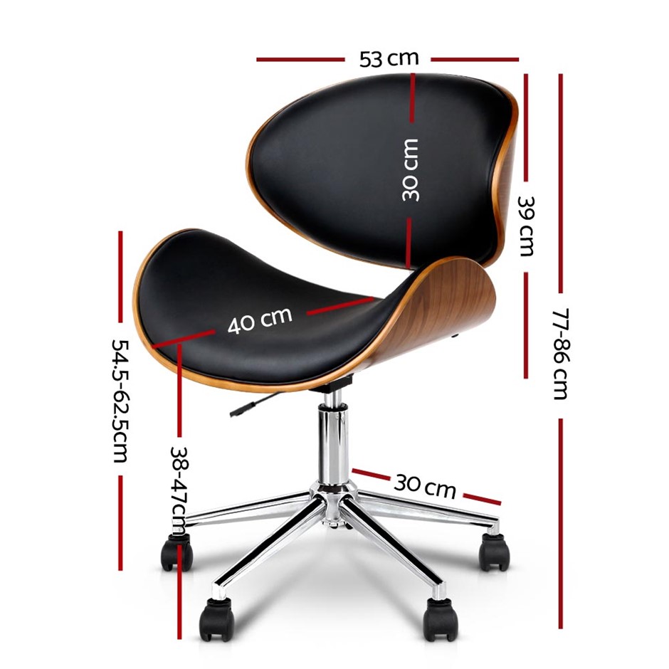 Buy Wooden & PU Leather Office Desk Chair Black Grays Australia