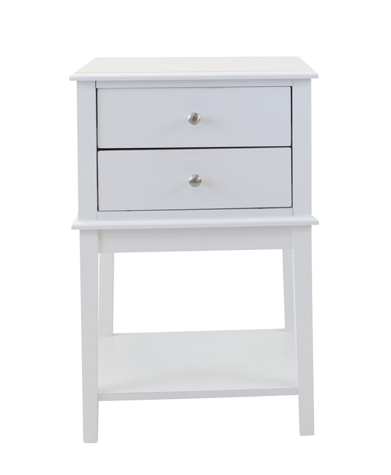 Chloe 2 Drawer Side Table - White