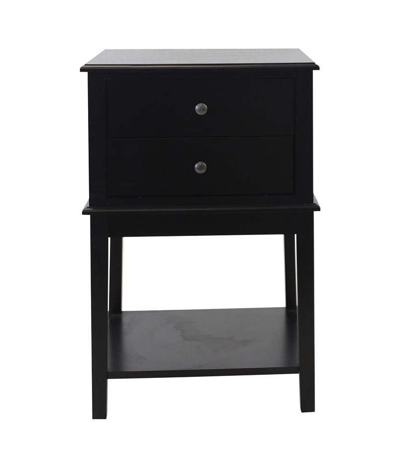 Chloe 2 Drawer Side Table - Black