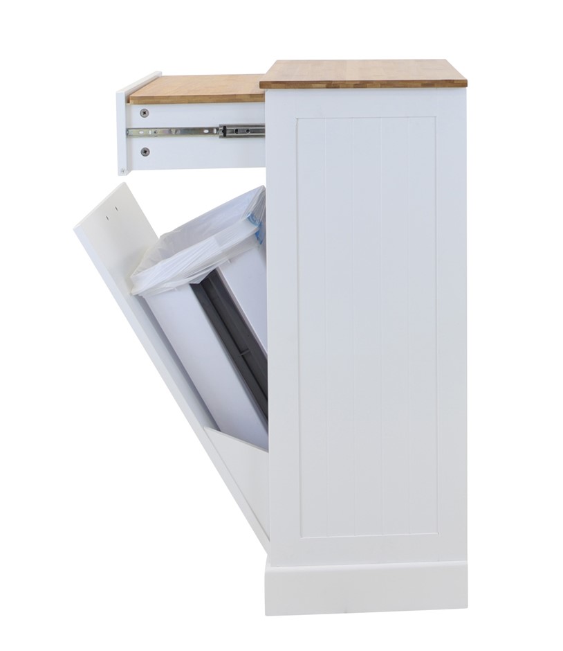 Buy Hampton Microwave Kitchen Cart with Garbage Bin Storage White