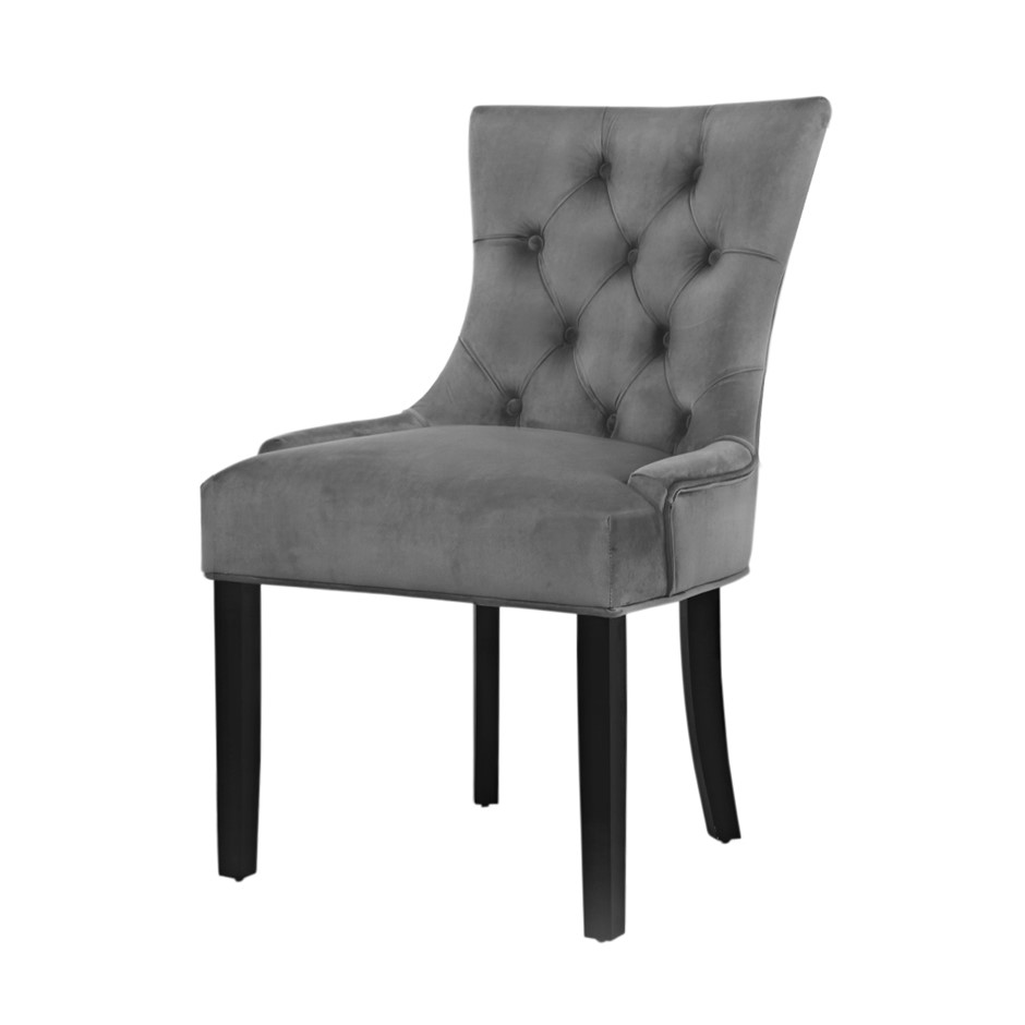 Artiss 2x Dining Chairs French Provincial Chair Wooden Velvet Fabric Grey