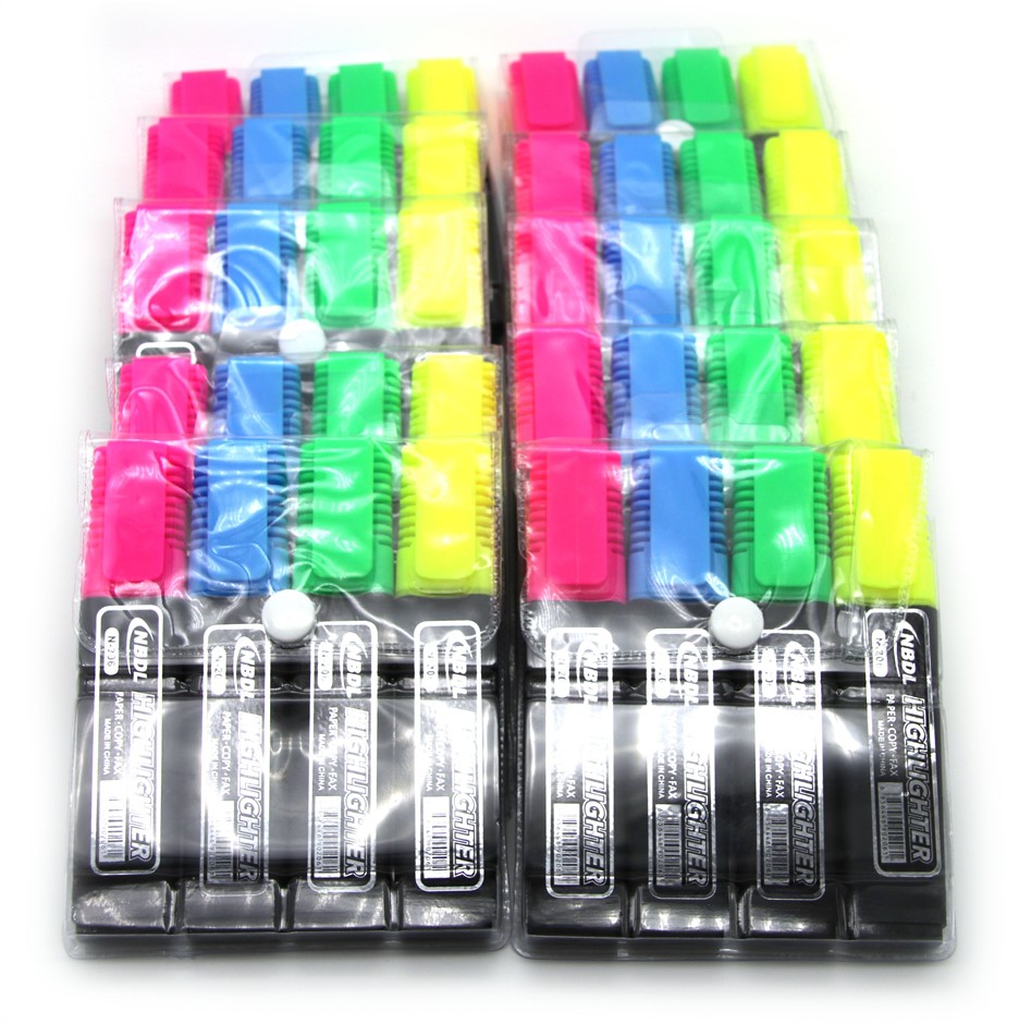 40 Highlighters Assorted Fluorescent Colours Pink/Blue/Green/Yellow