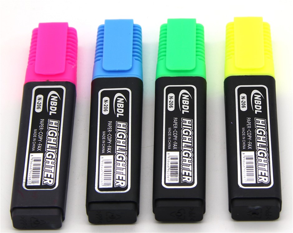 40 Highlighters Assorted Fluorescent Colours Pink/Blue/Green/Yellow