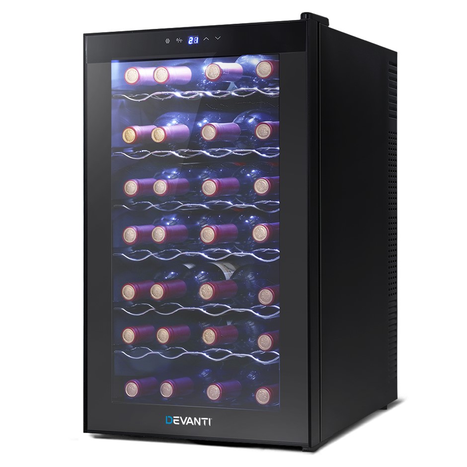 Devanti Wine Cooler 28 Bottles Glass Doo