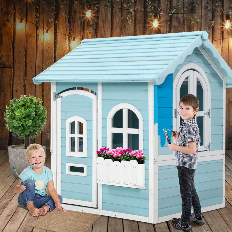 Keezi Kids Wooden Cubby House Outdoor Pl
