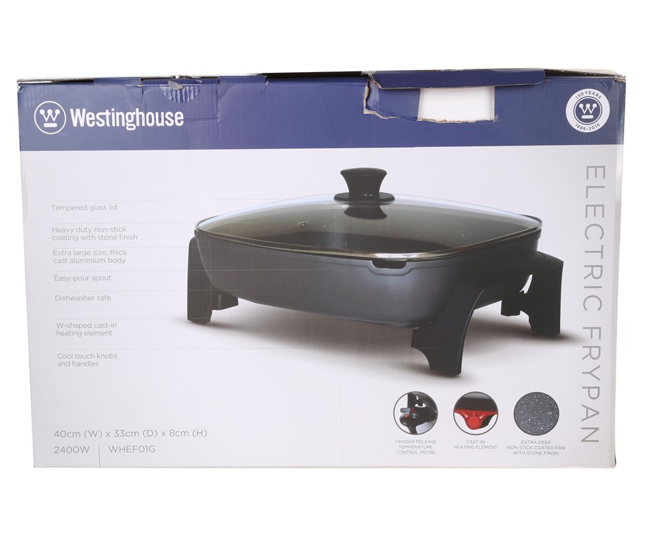 WESTINGHOUSE Electric Fry Pan, 40cm x 33cm x 8cm, Model WHEF01G. N.B