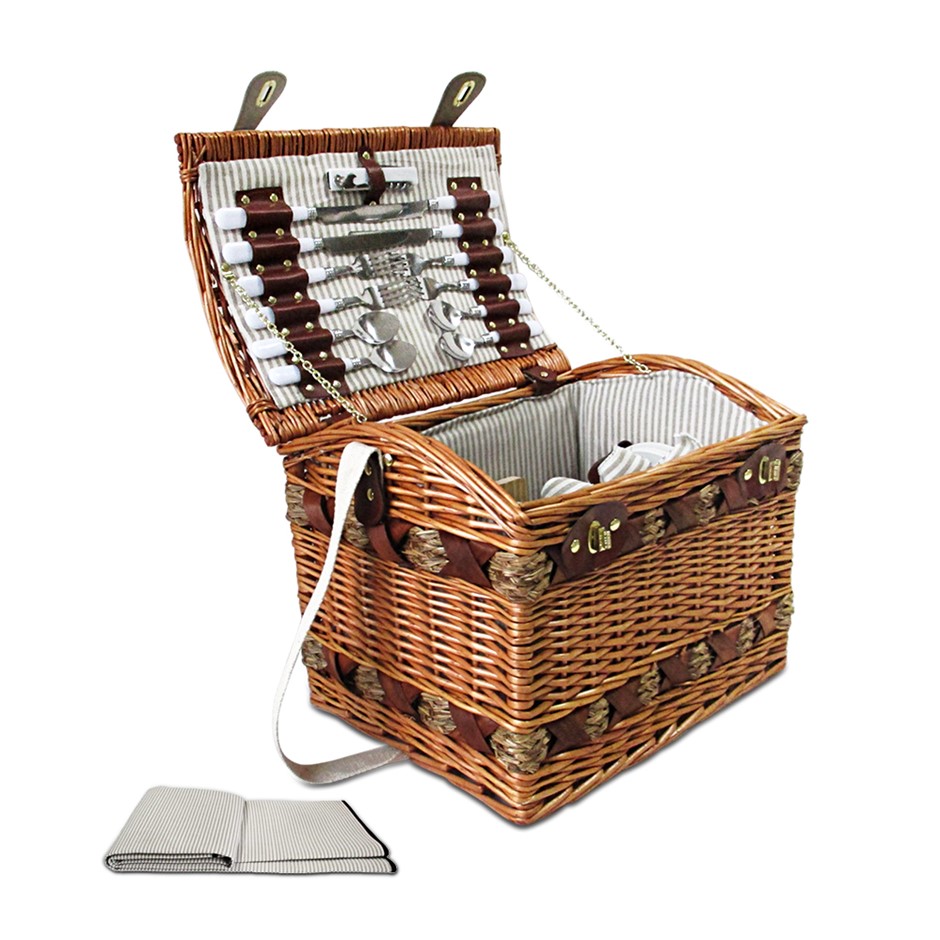 Buy Alfresco 4 Person Picnic Basket Brown Grays Australia