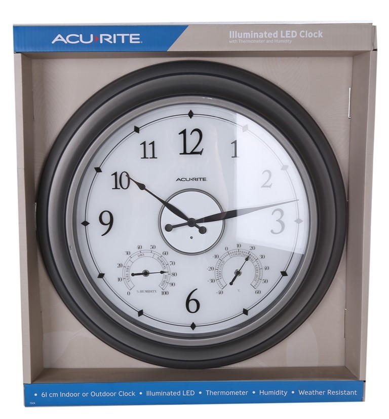ACURITE Illuminated Outdoor Clock with Thermometer and Humidity Sensor