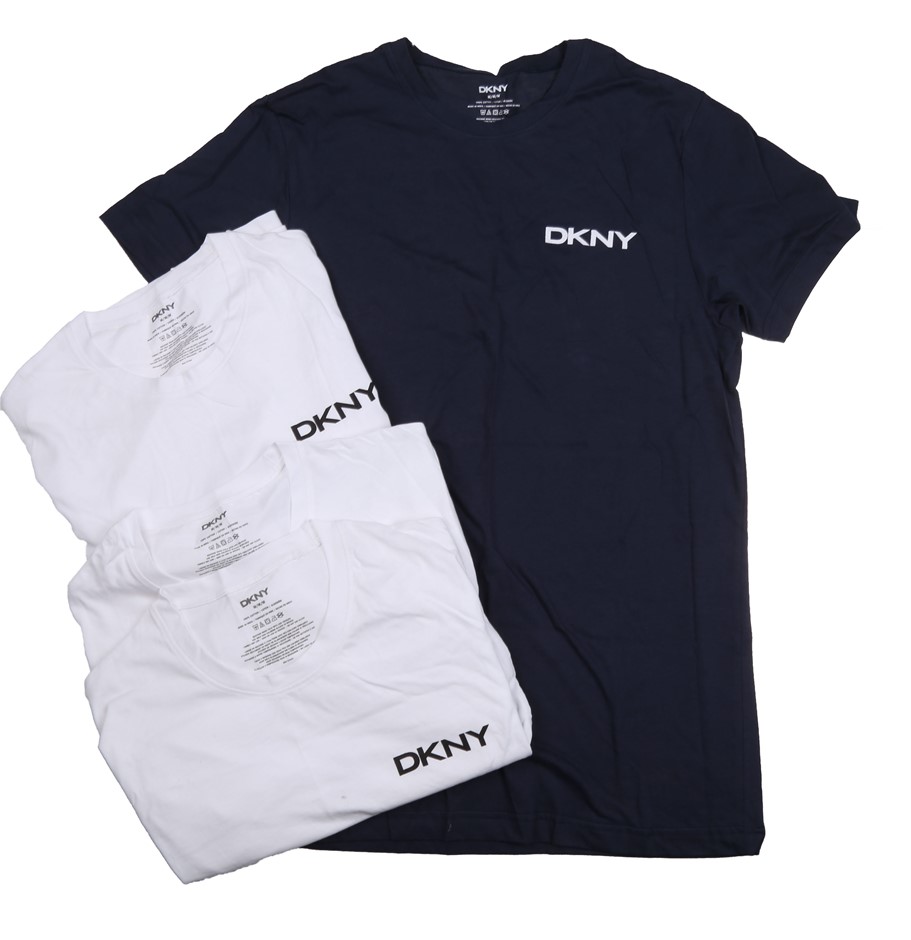 4 x DKNY Men`s Cotton Crew Neck TShirts, Size M, Incl; 3 x White & 1 x