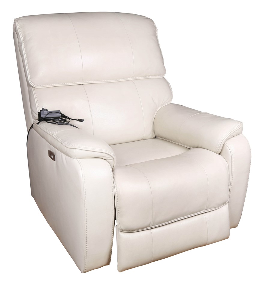 Large Leather Swivel/Rocker Recliner Chair, Beige. N.B. Electrical cord