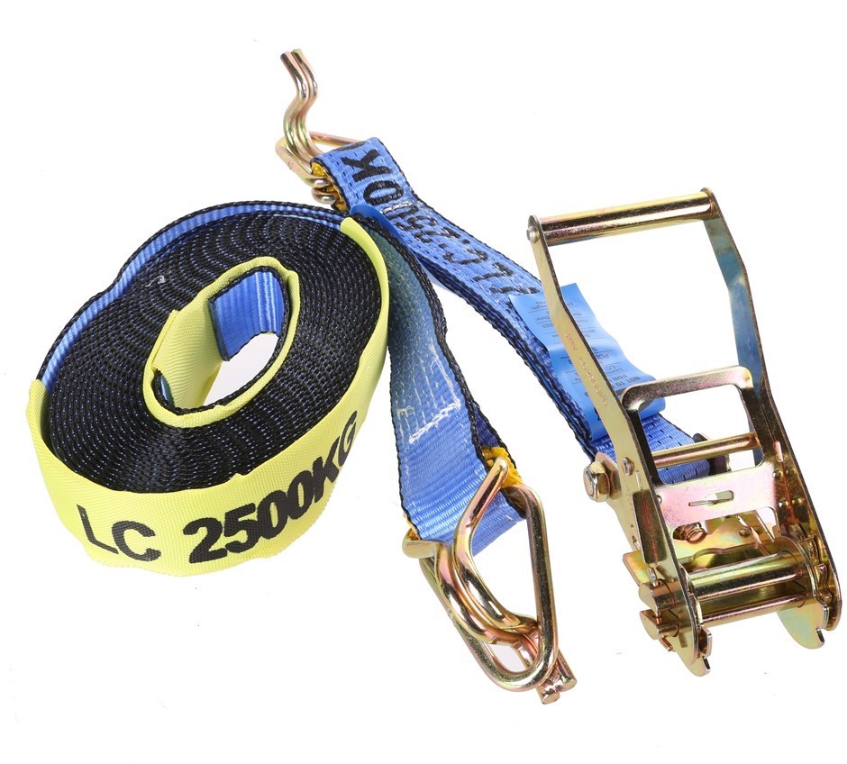 Ratchet Tie Down Assembly, 50mm x 9M, L/C 2500kg c/w Hook & Keepers