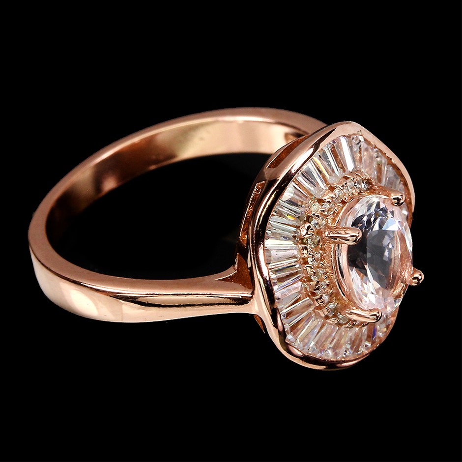 9K WHITE GOLD 0.25ct F VS LAB DIAMOND OPEN HEART NECKLACE 40+5cm